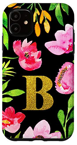 iPhone 11 Aesthetic Watercolor Floral Flower Initial B Monogram Gifts Case