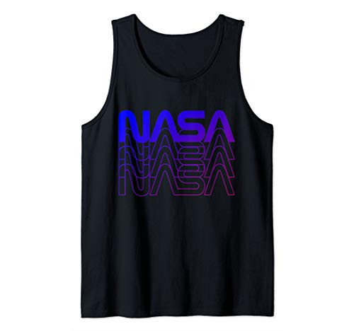 80s Vintage NASA Worm Logo Tank Top - Purple Gradient Tank Top