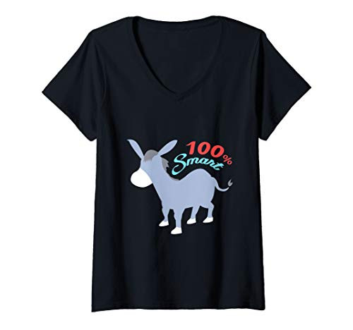 Womens 100 Smart Ass Funny Jackass Donkey Humor Sarcasm Hilarious V-Neck T-Shirt