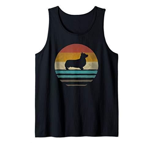 Corgi Dog Retro Vintage 60s 70s Silhouette Breed Funny Gift Tank Top