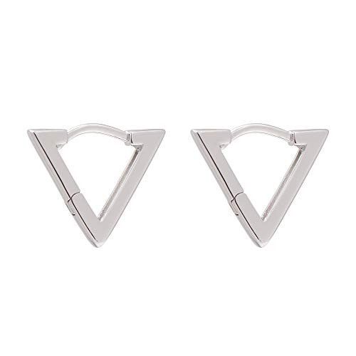 925 Sterling Silver Small Huggie Hoop Earrings Geometric Triangle 925 Sterling Silver Small Huggie Hoop Earrings Geometric Triangle