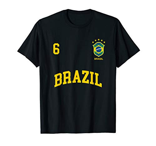 Brazil T-Shirt Number 6 Brazilian Soccer Team Sports Shirt