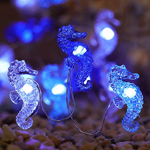 Decorative String Lights,YRDZ Battery-Powed LED Lights String, Indoor Outdoor Hippocampus Novelty Fairy Lights with Remote Control for Nautical Themed Home Bedroom Party Decor (12.9ft 40 LED)