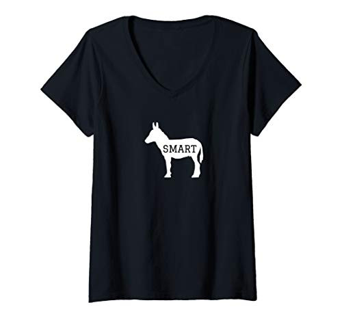 Womens Smart Ass Donkey Silhouette V-Neck T-Shirt