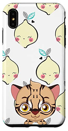 iPhone XS Max Cartoon Kitten Kawaii Lemon Smiling Pattern Animal Head Case
