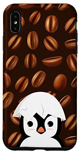 iPhone XS Max Penguin Egg Shell Coffee Beans Pattern Animal Head Case