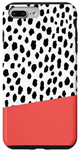 iPhone 7 Plus8 Plus Dalmatian Polka Dot Spots with Coral Stripe Case