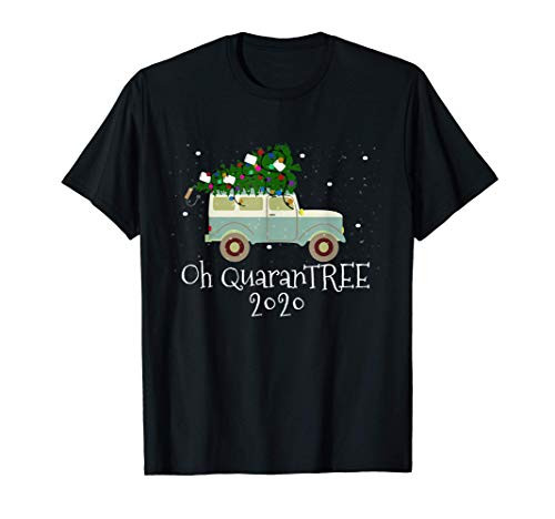 Quarantine Christmas Tree 2020 Retro Pajamas Oh Quarantree T-Shirt