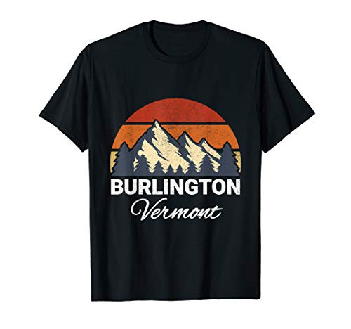 Burlington Vermont Vacation Vintage Retro Forest Sunset Gift T-Shirt