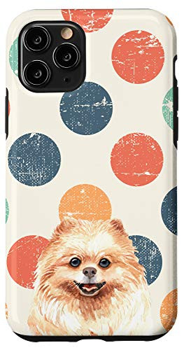 iPhone 11 Pro Pomeranian Dog Vintage Polka Dot Grunge Animal Head Case