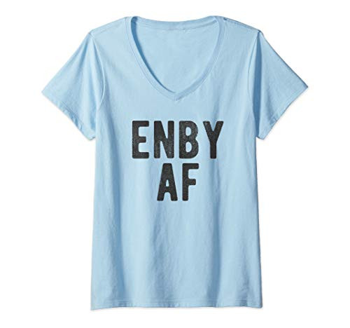 Womens ENBY AF Nonbinary NB Gender Neutral LGBTQ Saying Meme V-Neck T-Shirt