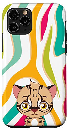 iPhone 11 Pro Cartoon Kitten Rainbow Zebra Print Animal Head Case