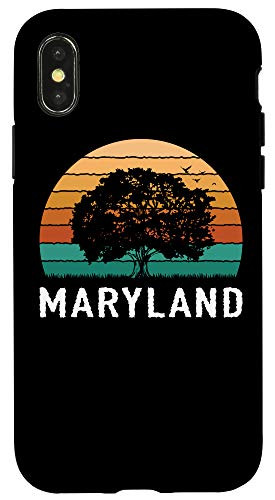 iPhone XXS Maryland Vintage Outdoors Tree Sunsent Souvenir Case