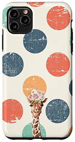 iPhone 11 Pro Max Giraffe Vintage Polka Dot Grunge Animal Head Case