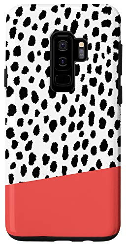 Galaxy S9 Dalmatian Polka Dot Spots with Coral Stripe Case
