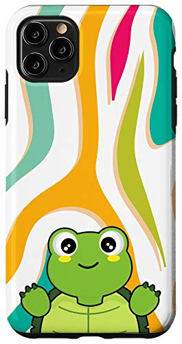 iPhone 11 Pro Max Happy Sea Turtle Rainbow Zebra Print Animal Head Case
