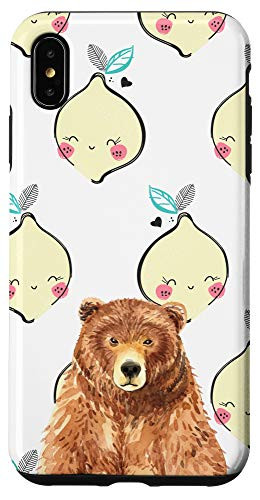 iPhone XS Max Bear Kawaii Lemon Smiling Pattern Animal Head Case