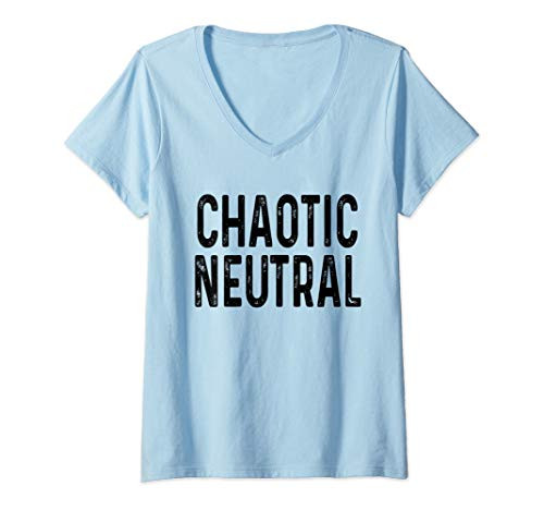 Womens Retro Chaotic Neutral Alignment Gift RPG D20 Dice Game Funny V-Neck T-Shirt