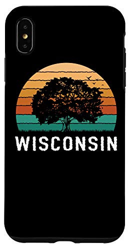 iPhone XS Max Wisconsin Vintage Outdoors Tree Sunsent Souvenir Case