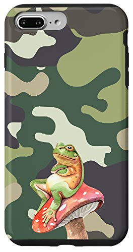 iPhone 7 Plus8 Plus Frog On Mushroom Green Camouflage Pattern Animal Head Case