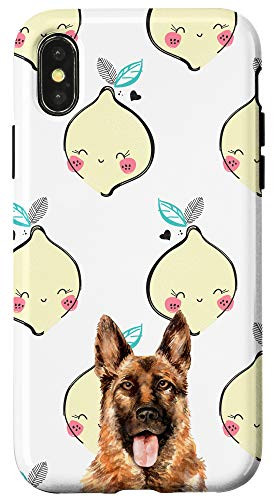 iPhone XXS German Shepherd Dog Kawaii Lemon Smiling Pattern Animal Head Case