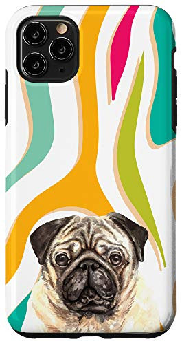iPhone 11 Pro Max Pug Dog Rainbow Zebra Print Animal Head Case