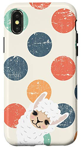 iPhone XXS Llama Alpaca Vintage Polka Dot Grunge Animal Head Case