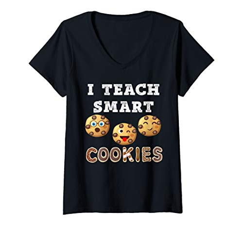 Womens Teacher Christmas Gift I Teach Smart Cookies V-Neck T-Shirt Womens Teacher Christmas Gift I Teach Smart Cookies V-Neck T-Shirt