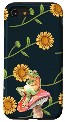 iPhone SE 2020  7  8 Frog On Mushroom Calendula Flower Floral Pattern Animal Head Case
