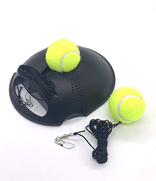 TaktZeit Tennis Trainer Rebound Baseboard Self Tennis Training Tool Ball Back Training Gear with 2 String Balls Black-1_0