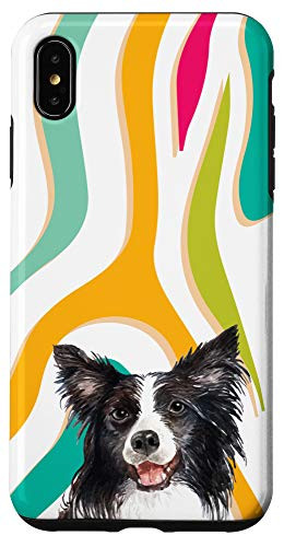 iPhone XS Max Border Collie Rainbow Zebra Print Animal Head Case