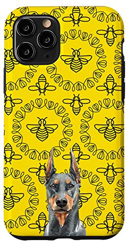iPhone 11 Pro Doberman Dog Bee Pattern Animal Head Case