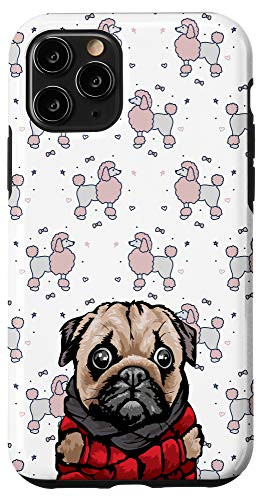 iPhone 11 Pro Cartoon Pug Poodle Dog Pet Puppy Owner Pattern Animal Head Case