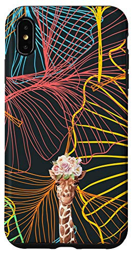 iPhone XS Max Giraffe Gingko Rainbow Pattern Animal Head Case