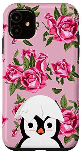iPhone 11 Penguin Egg Shell Vintage Pink Pattern Animal Head Case