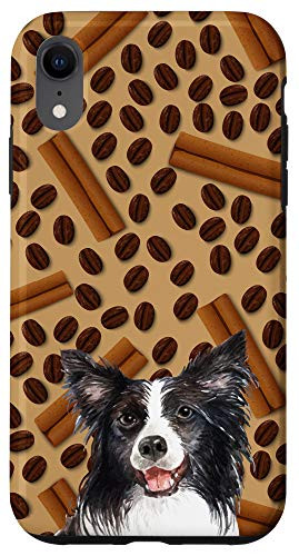 iPhone XR Border Collie Coffee Beans Cinnamon Pattern Animal Head Case