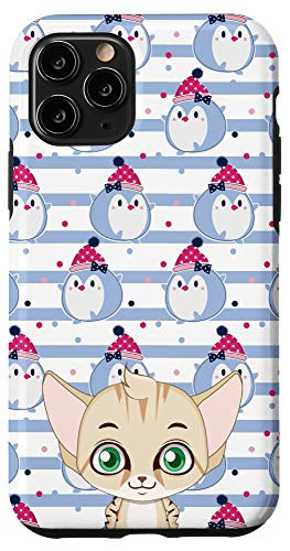iPhone 11 Pro Cartoon Kitten Kawaii Cartoon Penguin Animal Head Case