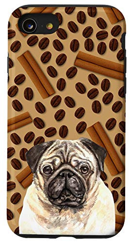 iPhone SE 2020  7  8 Pug Dog Coffee Beans Cinnamon Pattern Animal Head Case