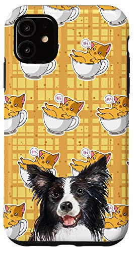 iPhone 11 Border Collie Kawaii Cat In A Cup Of Tea Animal Head Case