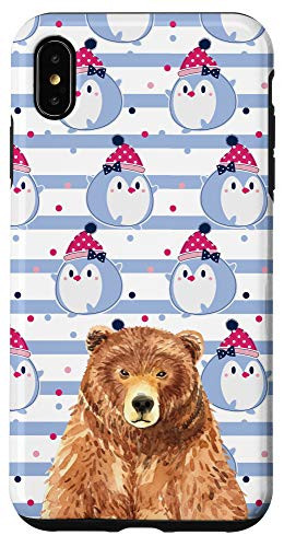 iPhone XS Max Bear Kawaii Cartoon Penguin Animal Head Case