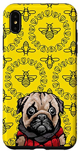 iPhone XS Max Cartoon Pug Bee Pattern Animal Head Case