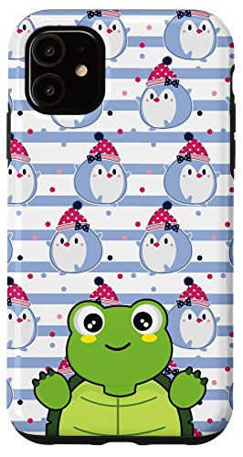 iPhone 11 Happy Sea Turtle Kawaii Cartoon Penguin Animal Head Case