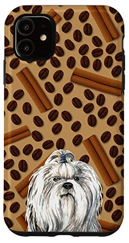 iPhone 11 Shih Tzu Dog Coffee Beans Cinnamon Pattern Animal Head Case