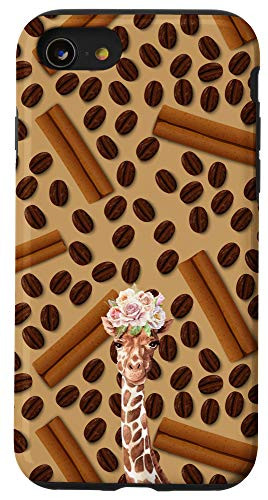 iPhone SE 2020  7  8 Giraffe Coffee Beans Cinnamon Pattern Animal Head Case