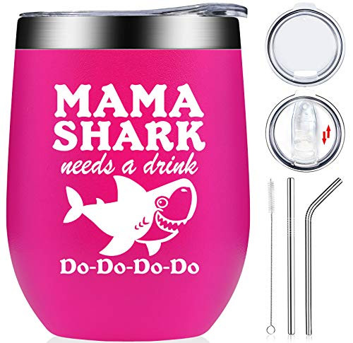 Mama Shark Needs a Drink - Mom Gifts from Daughter Son Kids - Funny Mothers Day Christmas Birthday Gifts Idea for Best Mom New Mom Mommy Wife Women - Wine Tumbler Cup Neon Pink 12oz Mama Shark Needs a Drink - Mom Gifts from Daughter Son Kids - Funny Mothers Day Christmas Birthday Gifts Idea for Best Mom New Mom Mommy Wife Women - Wine Tumbler Cup Neon Pink 12oz
