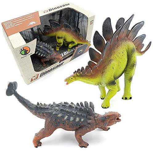 CrazyProFG Dinosaur Model Dinosaur Figure Toy for Kids 2 Pcs Kids Authentic Educational Highly Detailed Realistic Dinosaur Model Ornaments Set for Dinosaur Model Collectors A Style
