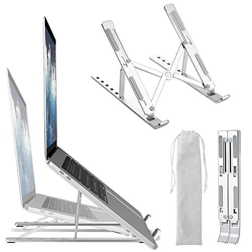 Laptop Stand MCFANCE Laptop Riser Computer Stand Adjustable 6 Angles Aluminum Ergonomic Laptop Holder Portable Laptop Stand for MacBook HP MacBook air Dell Acer Chromebook Laptop 10-17 Silver