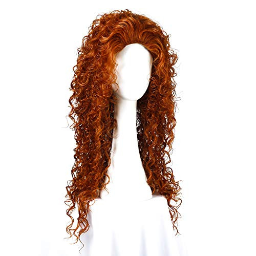 GORWAVCI Hair Girl Long Fluffy Curly Auburn Color Cosplay Halloween Costume Wig