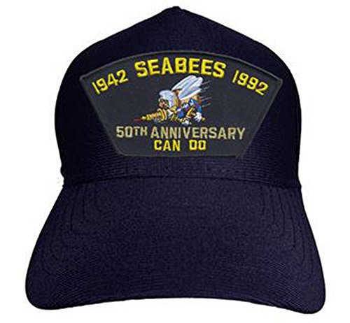 U_S_ Navy Seabees 50th Anniversary Cap_ Navy Blue_ Made in USA
