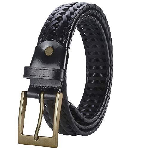 Mens BeltLavemi Leather Woven Braided Belts for Men Casual Jeans Dress GolfGift Boxed 35-2828-2 Black115